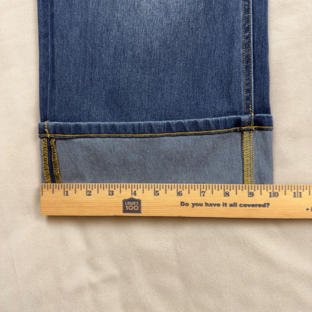 Halara Petite Wide Leg Rolled Hem Medium Wash High Rise Blue Denim Small Petite - Picture 7 of 10